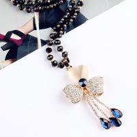 Zinc Alloy Sweater Chain Necklace, with Crystal, plated, for woman & with rhinestone Approx 29.9 Inch 