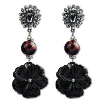 Zinc Alloy Drop Earring, with Crystal & Acrylic, Flower, antique silver color plated, vintage design & for woman & faceted 