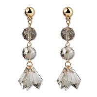 Zinc Alloy Drop Earring, with Crystal & Glass Seed Beads, gold color plated, for woman & faceted 