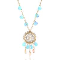 Zinc Alloy Dream Catcher Necklace, with Shell & Plastic Pearl, plated, twist oval chain & for woman & with rhinestone Approx 24 Inch 