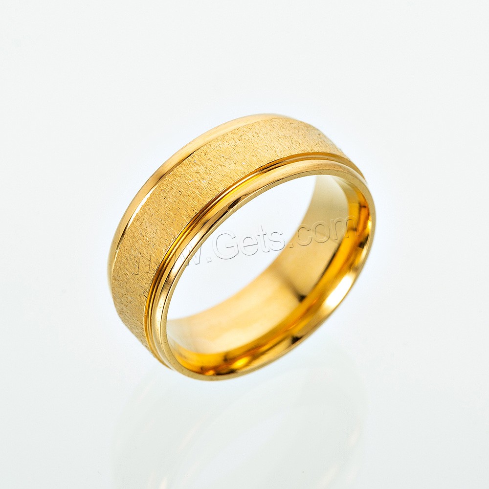 Stainless Steel Finger Ring, gold color plated, Unisex & different size for choice, Sold By PC