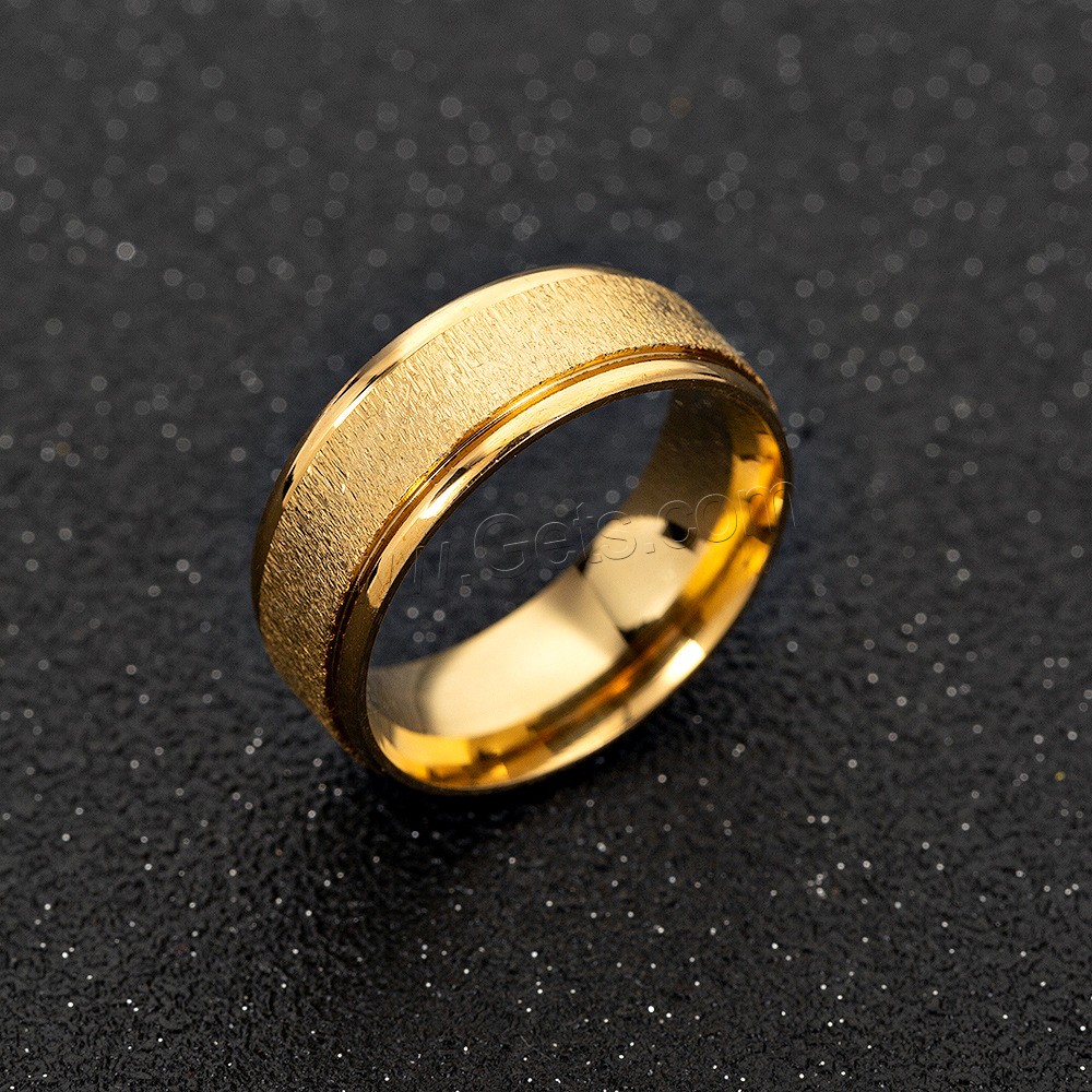 Stainless Steel Finger Ring, gold color plated, Unisex & different size for choice, Sold By PC