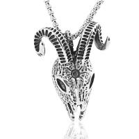 Titanium Steel Sweater Necklace, Sheep, box chain & for man & blacken Approx 23.5 Inch 