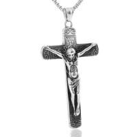 Titanium Steel Sweater Necklace, Cross, box chain & for man & blacken Approx 23.5 Inch 