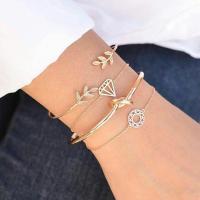 alliage de zinc Set de bracelet, Bracelet, Placage de couleur d'or, ouvert & pour femme Environ 9 pouce é, Vendu par fixé