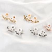 Zinc Alloy Rhinestone Stud Earring, with Resin, plated, for woman & with rhinestone 