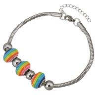 Bracelets en acier inoxydable, avec chalumeau, avec 1.5Inch chaînes de rallonge, chaîne serpent & pour femme, couleur originale 3mm Environ 8 pouce, Vendu par brin