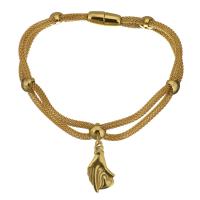 Stainless Steel Charm Bracelet, Hand, gold color plated, lantern chain & for woman & 3mm Approx 8 Inch 