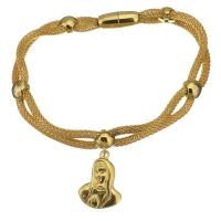 Stainless Steel Charm Bracelet, gold color plated, lantern chain & for woman & 3mm Approx 8 Inch 