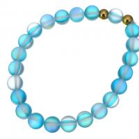Agate Bracelets, with Stainless Steel, gold color plated, for woman, 8mm Approx 7 Inch 