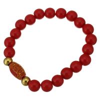 Red Agate Bracelets, with Stainless Steel, gold color plated, for woman 10mm Approx 8 Inch 