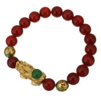 Agate Bracelets, with Stainless Steel, Fabulous Wild Beast, gold color plated, for woman 10mm Approx 8 Inch 