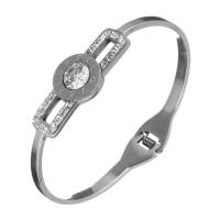Stainless Steel Bangle, with Rhinestone Clay Pave, word love, for woman, original color, 14mm, 3mm, Inner Approx 