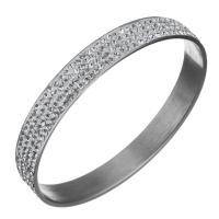 Stainless Steel Bangle, with Rhinestone Clay Pave, for woman, original color, 10mm, Inner Approx 68mm 