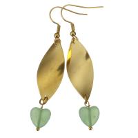 Stainless Steel Drop Earring, with Resin, Heart, gold color plated, for woman, 65mm 