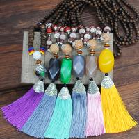 Holz Strickjacke-Kette Necklace, mit Nylonschnur & Achat & Zinklegierung, antik silberfarben plattiert, für Frau, keine, 120mm, Länge:ca. 30 ZollInch, verkauft von Strang