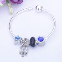 Zinc Alloy European Bracelets, with Lampwork, Dream Catcher, antique silver color plated & for woman & with rhinestone 