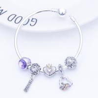 Zinc Alloy European Bracelets, with Lampwork, plated & for woman & with rhinestone 