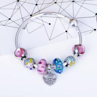 Zinc Alloy European Bracelets, with Lampwork, antique silver color plated & for woman & enamel & with rhinestone 