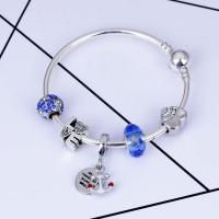 Zinc Alloy European Bracelets, with Lampwork, antique silver color plated & for woman & with rhinestone 