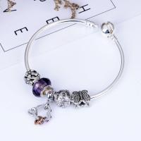 Zinc Alloy European Bracelets, with Lampwork, Heart, plated & for woman & with rhinestone 