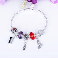 Zinc Alloy European Bracelets, with Lampwork, antique silver color plated & for woman & enamel & with rhinestone 