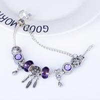 Zinc Alloy European Bracelets, with Lampwork, Dream Catcher, antique silver color plated & snake chain & for woman & with rhinestone 