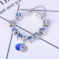 Zinc Alloy European Bracelets, with Crystal, Star, antique silver color plated & snake chain & for woman & enamel & with rhinestone 