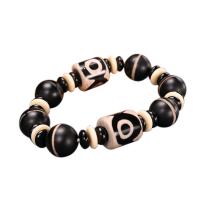 Black Agate Bracelets, Carved, Unisex Approx 7.5 Inch 