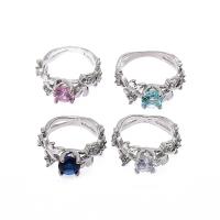 Rhinestone Zinc Alloy Finger Ring, with Cubic Zirconia, plated & for woman & with rhinestone 