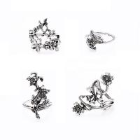 Zinc Alloy Ring Set, antique silver color plated, for woman & hollow, 40mm, 35mm, 17mm, 18mm, US Ring 
