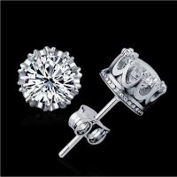 Rhinestone Brass Stud Earring, plated, for woman & with cubic zirconia & with rhinestone 