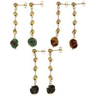 Stainless Steel Drop Earring, with Lampwork, gold color plated, for woman 55mm 