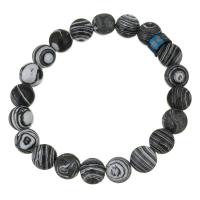Синтетический Бирюзовый браслет, Синтетическая бирюза, с нержавеющая сталь, Другое покрытие, Мужская, черный, 10mm, длина:Приблизительно 7 дюймовый, продается Strand