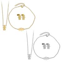 Fashion Stainless Steel Jewelry Sets, bracelet & earring & necklace, with 2Inch, 1Inch extender chain, Girl, plated, oval chain & for woman 1.5mm 1.5mm Approx 16 Inch, Approx  7 Inch 