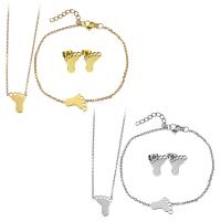 Fashion Stainless Steel Jewelry Sets, bracelet & earring & necklace, with 2Inch, 1Inch extender chain, Foot, plated, oval chain & for woman 1.5mm 1.5mm Approx 16 Inch, Approx  7 Inch 