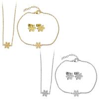 Fashion Stainless Steel Jewelry Sets, bracelet & earring & necklace, with 2Inch, 1Inch extender chain, Snowflake, plated, oval chain & for woman 1.5mm 1.5mm Approx 16 Inch, Approx  7 Inch 