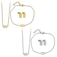 Fashion Stainless Steel Jewelry Sets, bracelet & earring & necklace, with 2Inch, 1Inch extender chain, Razor Blade, plated, oval chain & for woman 1.5mm 1.5mm Approx 16 Inch, Approx  7 Inch 