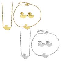 Fashion Stainless Steel Jewelry Sets, bracelet & earring & necklace, with 2Inch, 1Inch extender chain, Swan, plated, oval chain & for woman 1.5mm 1.5mm Approx 16 Inch, Approx  7 Inch 
