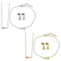 Fashion Stainless Steel Jewelry Sets, bracelet & earring & necklace, with 2Inch, 1Inch extender chain, Guitar, plated, oval chain & for woman 1.5mm 1.5mm Approx 16 Inch, Approx  7 Inch 