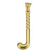 Stainless Steel Letter Pendant, Letter J, gold color plated Approx 