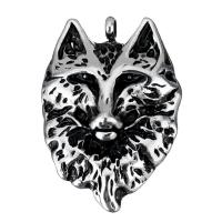 Stainless Steel Animal Pendants, Wolf, blacken Approx 3mm 