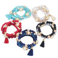 Combined Bracelet, Gemstone, with Nylon & Zinc Alloy, gold color plated, for woman 28mm Approx 7 Inch 