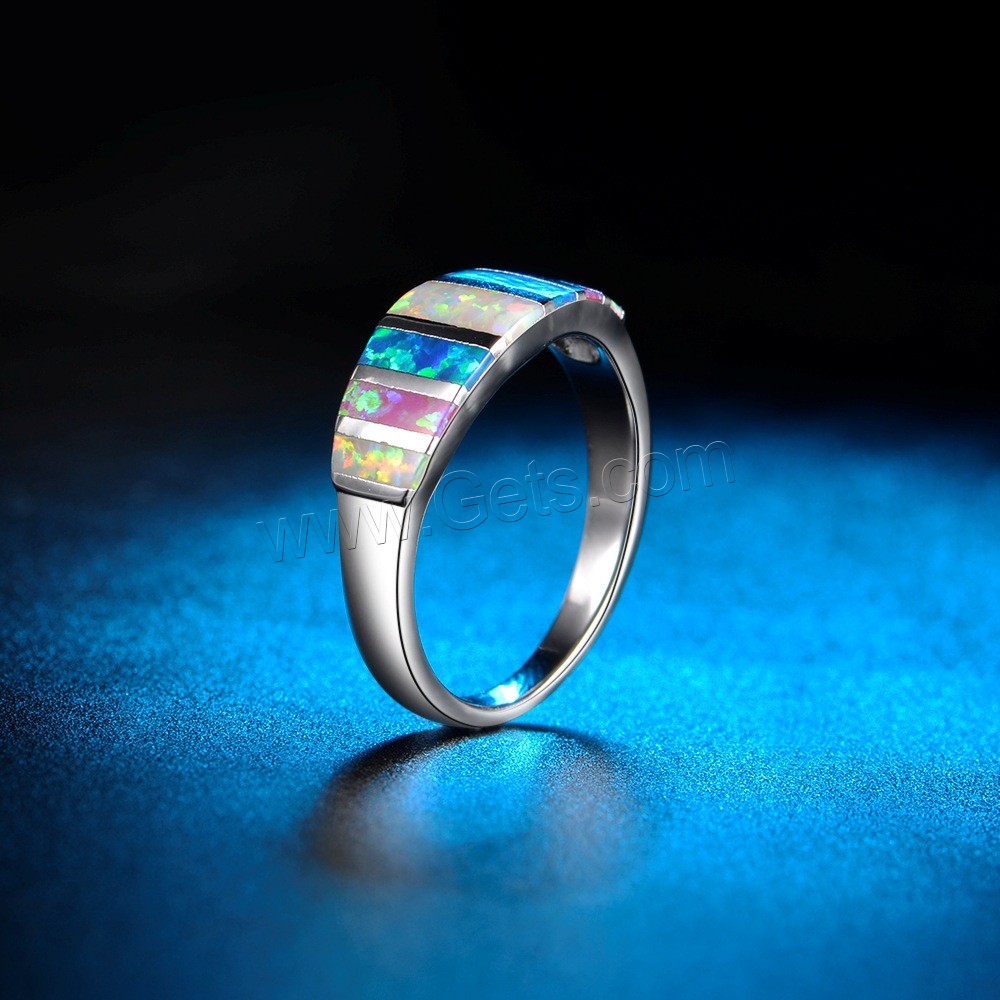 Brass Finger Ring, with Opal, platinum plated, different size for choice & for woman, Sold By PC