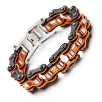 Stainless Steel Bracelet, plated, for man, orange, 16mm Approx 9 Inch 