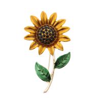 Rhinestone Zinc Alloy Brooch, Sunflower, plated, for woman & with rhinestone 