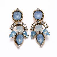 Resin Zinc Alloy Earring, with Resin, plated, for woman & with rhinestone, blue 
