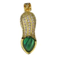 Rhinestone Stainless Steel Pendants, gold color plated, for woman & with rhinestone, green Approx 