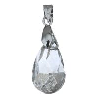 Stainless Steel Pendants, with Crystal, Teardrop, for woman & faceted, original color Approx 