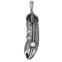 Stainless Steel Pendant Setting, Feather, Unisex & blacken, original color Approx Inner Approx 5mm 